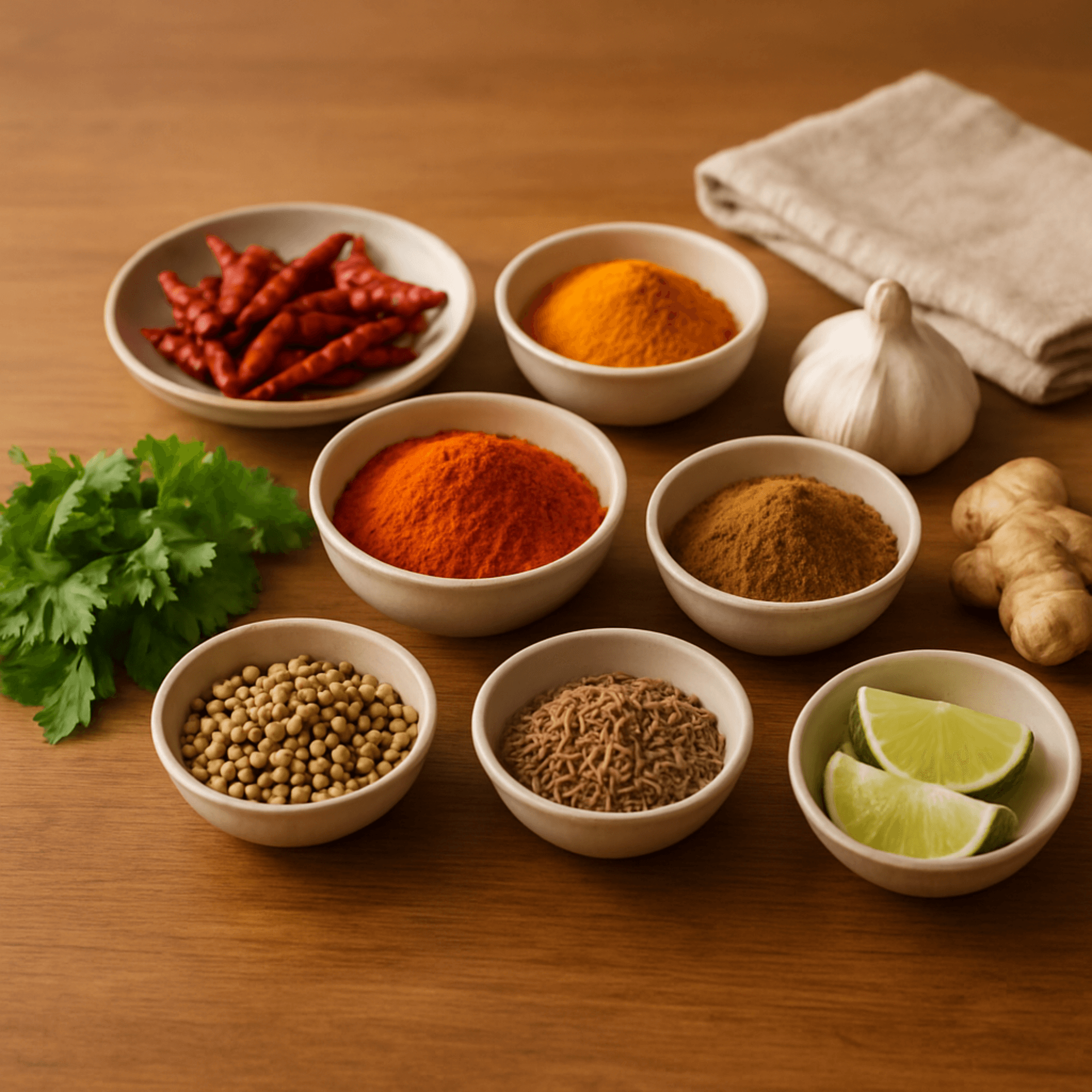 British Indian curry spices and ingredients