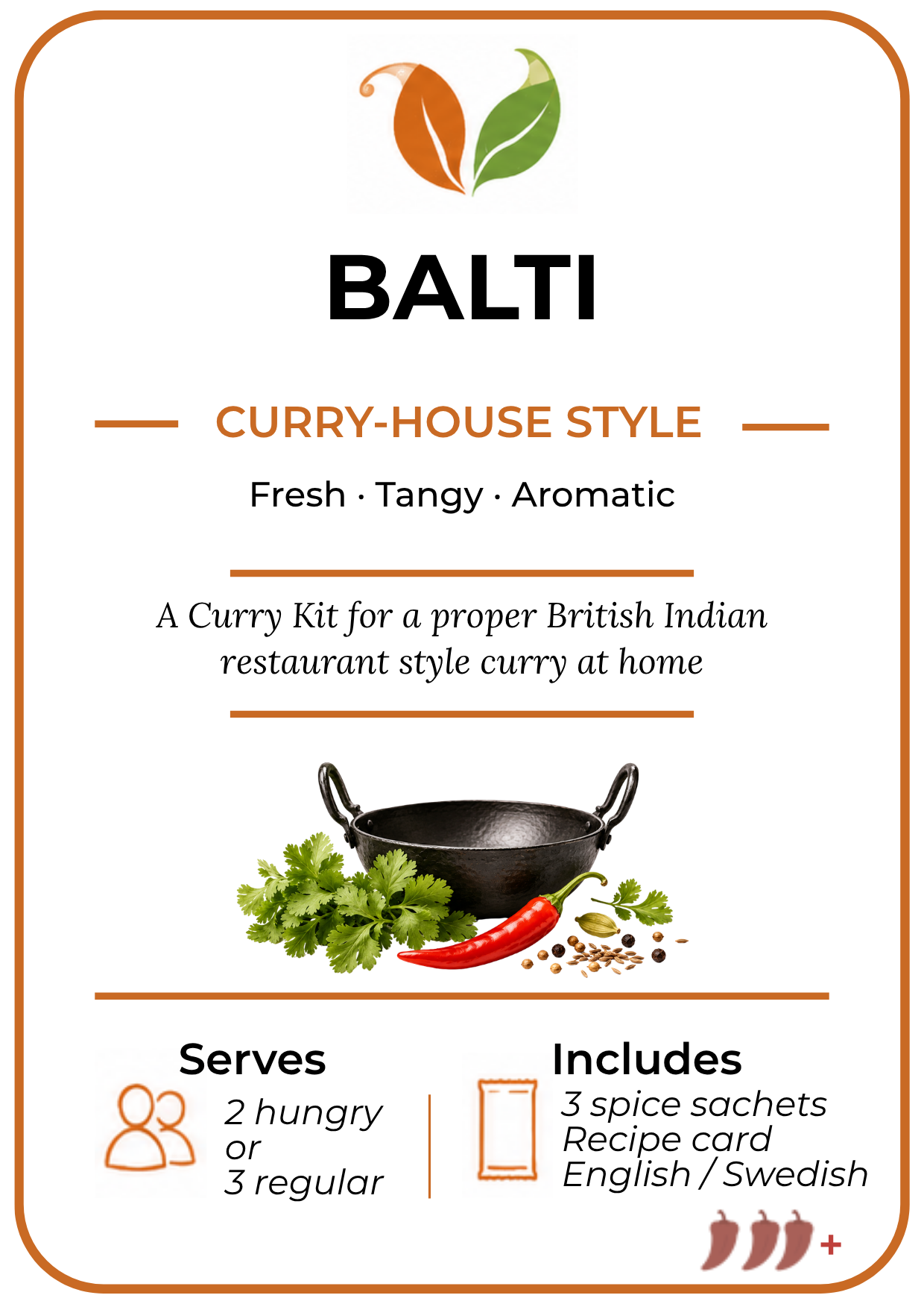 Etikett för Curry Club Balti-currykit