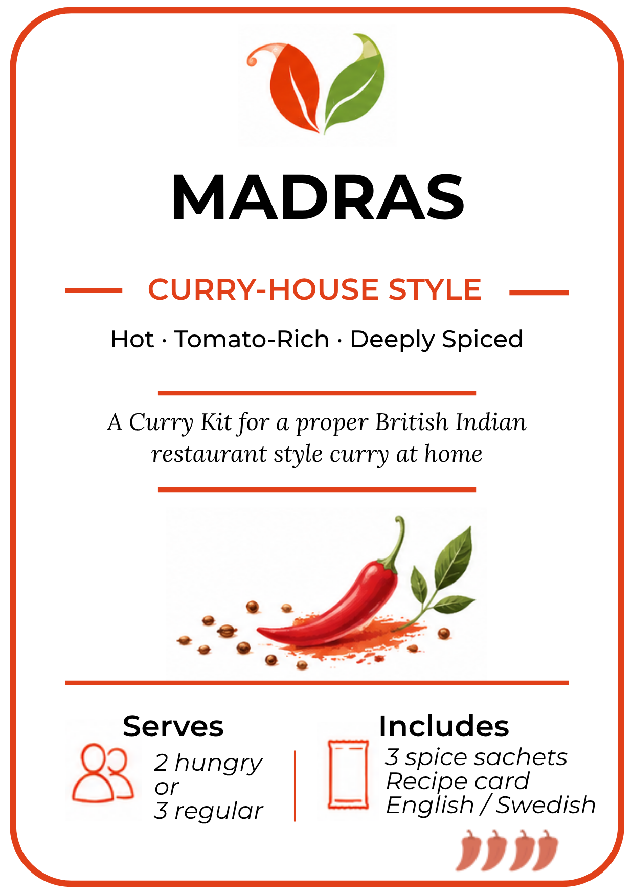 Etikett för Curry Club Madras-currykit